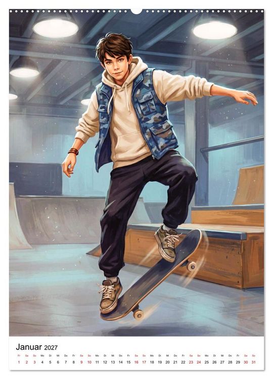 Produktbild: Level Up - Skate Vibes (hochwertiger Premium Wandkalender 2027 DIN A2 hoch), Kunstdruck in Hochglanz
