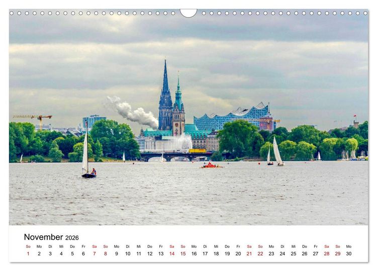 Produktbild: Die farbige Hafenstadt Hamburg (Wandkalender 2026 DIN A3 quer), CALVENDO Monatskalender