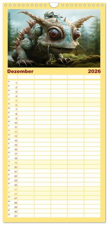 Produktbild: Familienplaner 2026 - Galaktische Wesen mit 5 Spalten (Wandkalender, 21 x 45 cm) CALVENDO