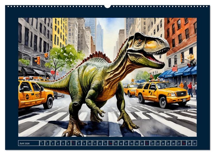 Produktbild: Dinosaurier erobern die Welt zur&uuml;ck (hochwertiger Premium Wandkalender 2026 DIN A2 quer), Kunstdruck in Hochglanz