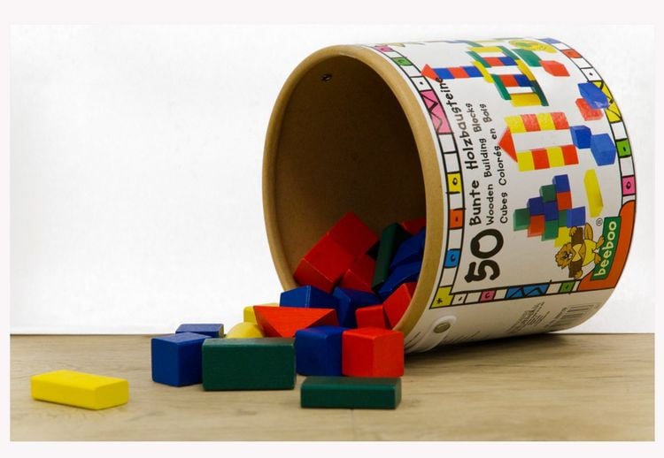 Produktbild: SpielMaus Holz Holzbausteine bunt 50-teilig