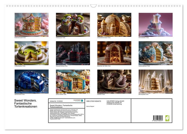 Produktbild: Sweet Wonders. Fantastische Tortenkreationen (Wandkalender 2026 DIN A2 quer), CALVENDO Monatskalender