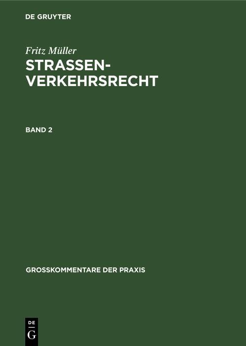 Produktbild: Fritz M&uuml;ller: Stra&szlig;enverkehrsrecht. Band 2