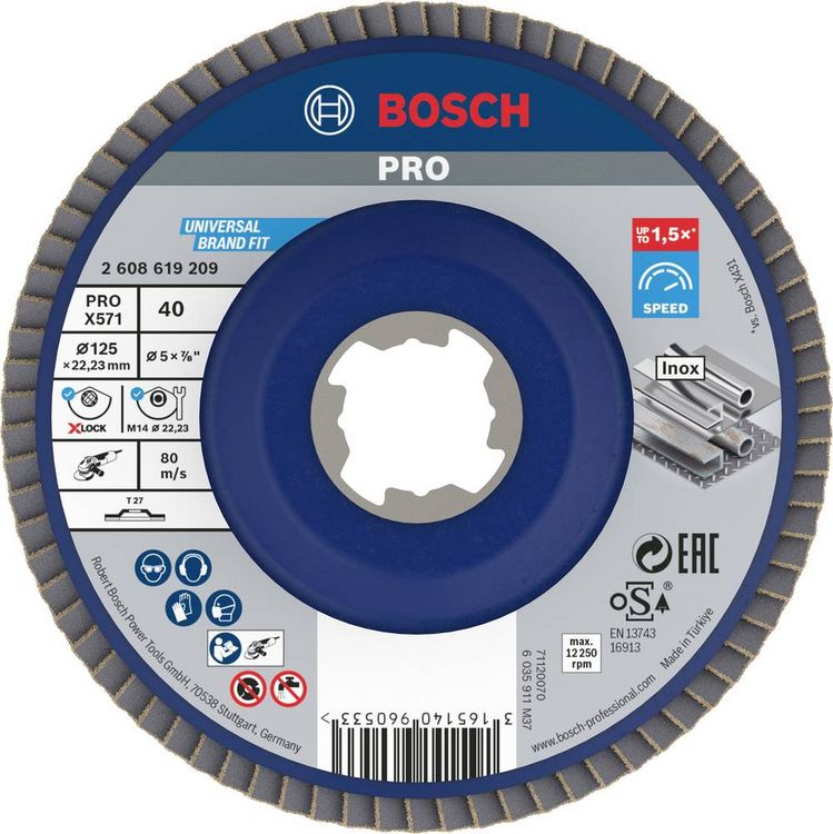 Produktbild: Bosch Accessories 2608619209 F&auml;cherschleifscheibe Durchmesser 125mm K&ouml;rnung (num)=40 1St.