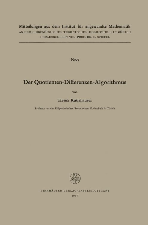 Produktbild: Der Quotienten-Differenzen-Algorithmus