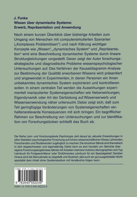Produktbild: Wissen &uuml;ber dynamische Systeme: Erwerb, Repr&auml;sentation und Anwendung