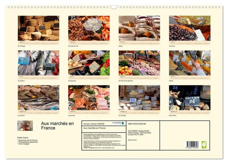 Produktbild: Aux march&eacute;s en France (Calendrier mural 2026 DIN A2 vertical), CALVENDO calendrier mensuel