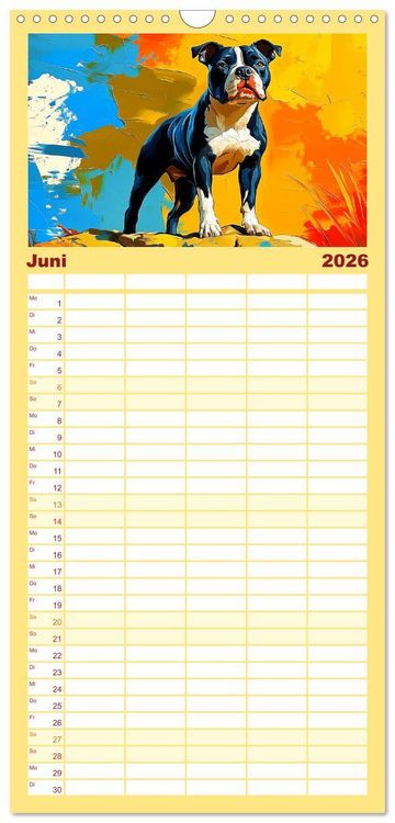 Produktbild: Familienplaner 2026 - Pit Bulls und Familie. Bunte Bull Breed Sch&ouml;nheiten mit 5 Spalten (Wandkalender, 21 x 45 cm) CALVENDO