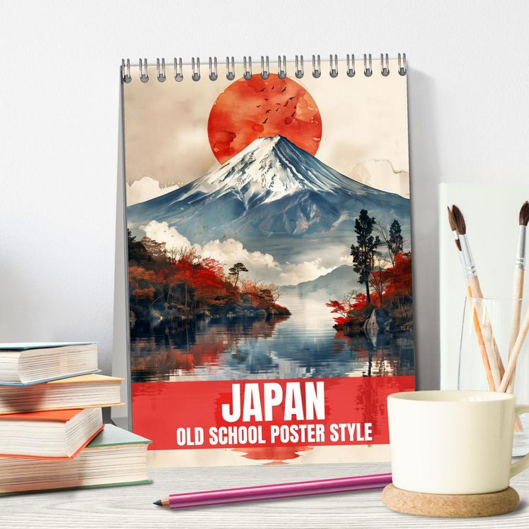Produktbild: Japan - Old School Poster Style (Tischkalender 2026 DIN A5 hoch), CALVENDO Monatskalender