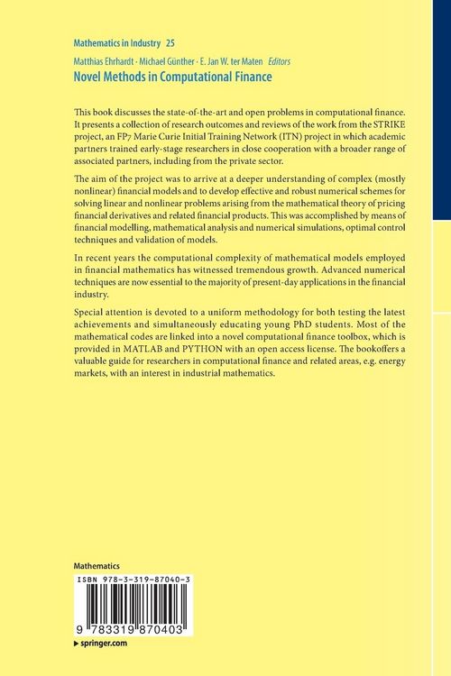 Produktbild: Novel Methods in Computational Finance