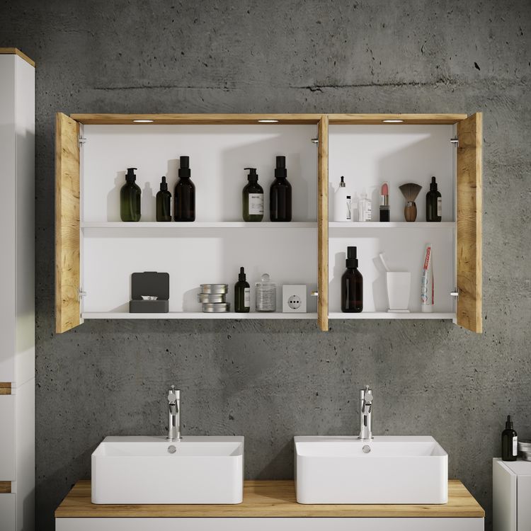 Produktbild: LED Bad Spiegelschrank Steckdose 59x110x23 Cosila