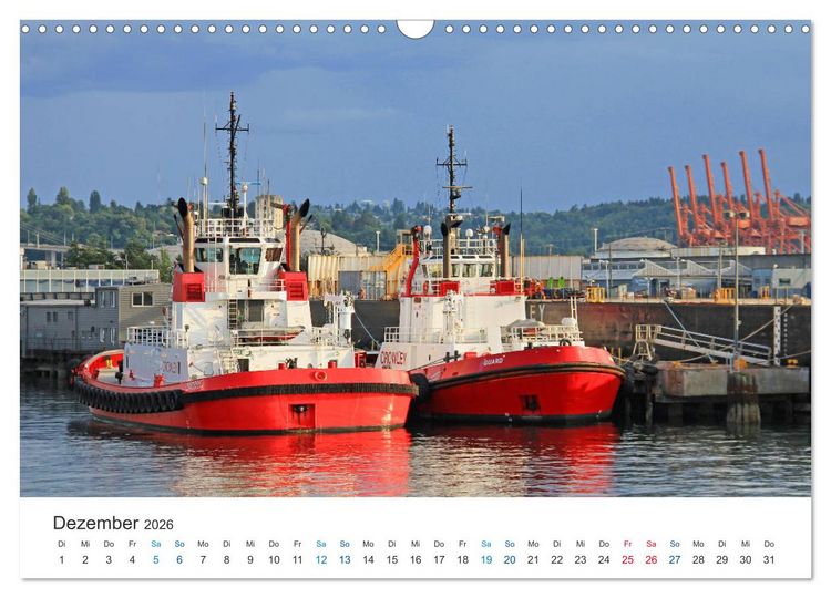 Produktbild: Gro&szlig;e und kleine Schiffe im Seehafen Seattle (Wandkalender 2026 DIN A3 quer), CALVENDO Monatskalender