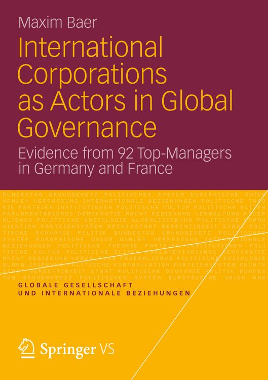 Produktbild: International Corporations as Actors in Global Governance
