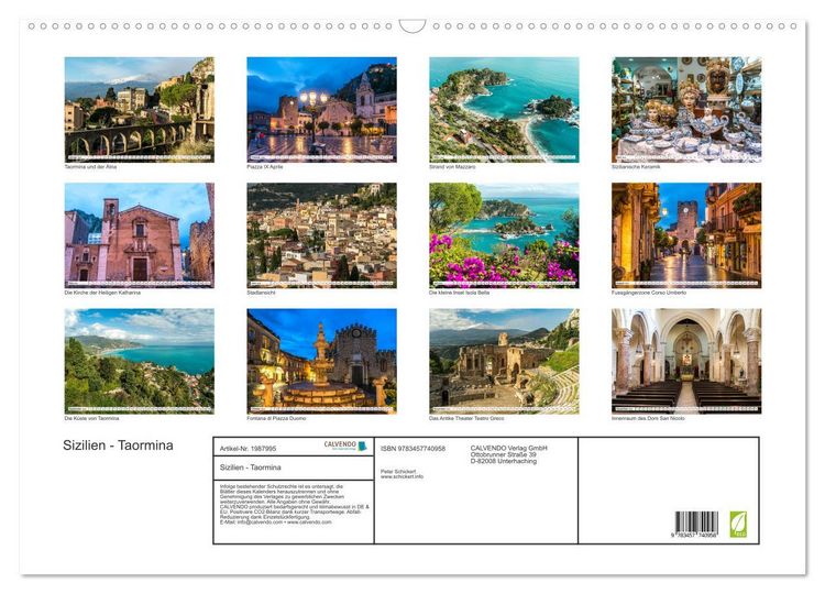 Produktbild: Sizilien - Taormina (Wandkalender 2026 DIN A2 quer), CALVENDO Monatskalender