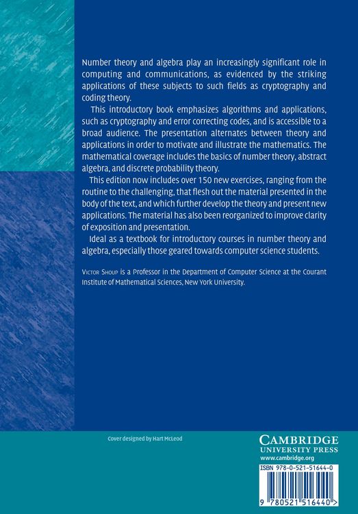 Produktbild: A Computational Introduction to Number Theory and Algebra