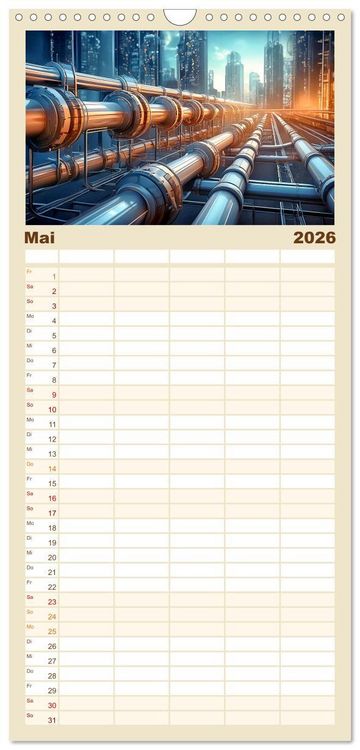 Produktbild: Familienplaner 2026 - Zukunftsvision Megacity mit 5 Spalten (Wandkalender, 21 x 45 cm) CALVENDO