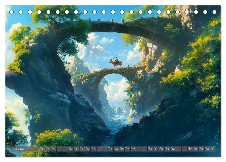 Produktbild: Spaziergang durch Anime Welten (Tischkalender 2026 DIN A5 quer), CALVENDO Monatskalender