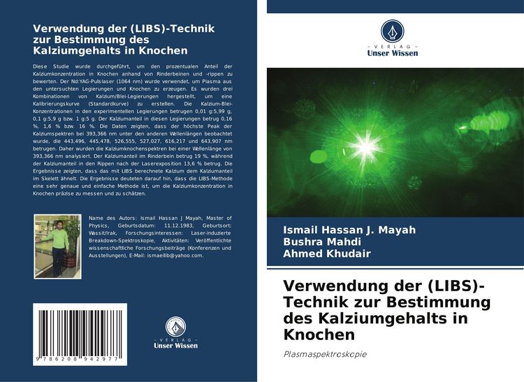 Produktbild: Verwendung der (LIBS)-Technik zur Bestimmung des Kalziumgehalts in Knochen