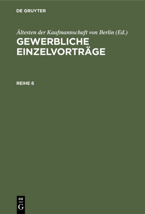 Produktbild: Gewerbliche Einzelvortr&auml;ge. Reihe 6