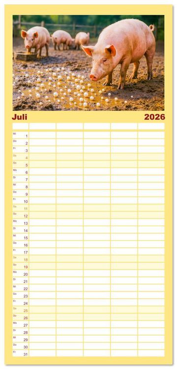 Produktbild: Familienplaner 2026 - Tierische Redewendungen - Ein Kalender voller Spr&uuml;che und Sprachbilder mit 5 Spalten (Wandkalender, 21 x 45 cm) CALVENDO