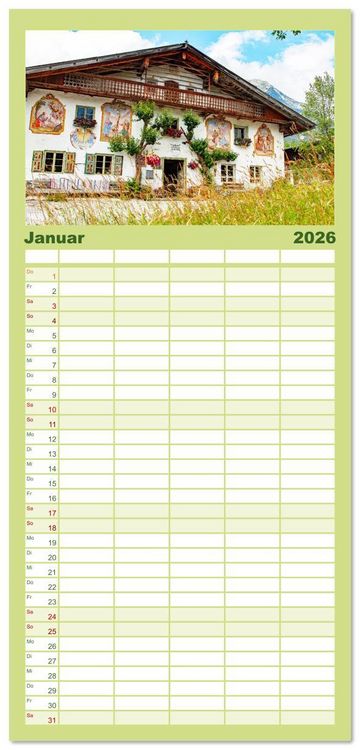 Produktbild: Familienplaner 2026 - Tiroler Bauernh&ouml;fe Mal urig, mal feudal mit 5 Spalten (Wandkalender, 21 x 45 cm) CALVENDO