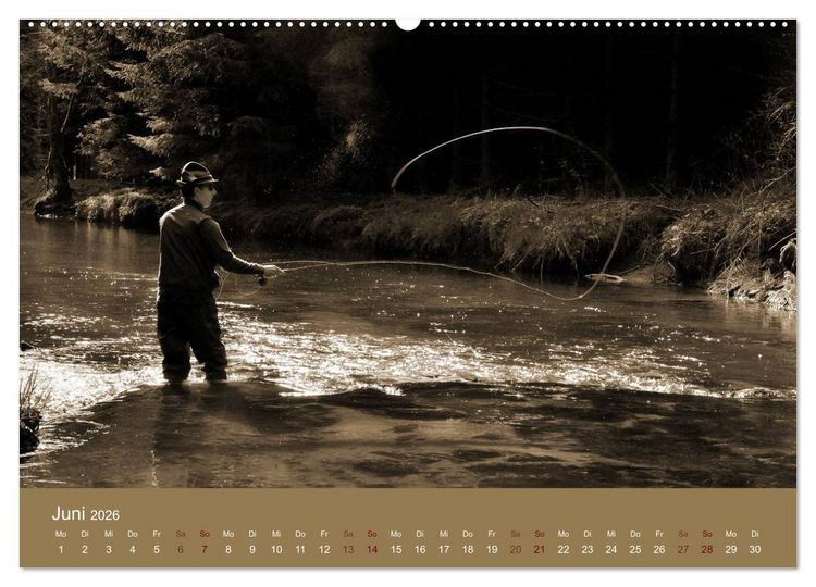 Produktbild: Fliegenfischen (hochwertiger Premium Wandkalender 2026 DIN A2 quer), Kunstdruck in Hochglanz