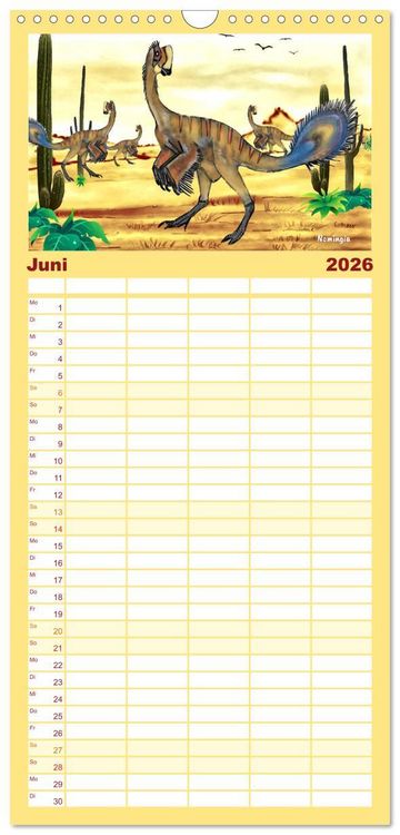 Produktbild: Familienplaner 2026 - Die Welt der Dinos mit 5 Spalten (Wandkalender, 21 x 45 cm) CALVENDO