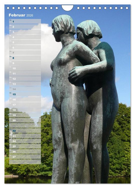 Produktbild: Skulpturen im Vigeland-Park Oslo (Wandkalender 2026 DIN A4 hoch), CALVENDO Monatskalender