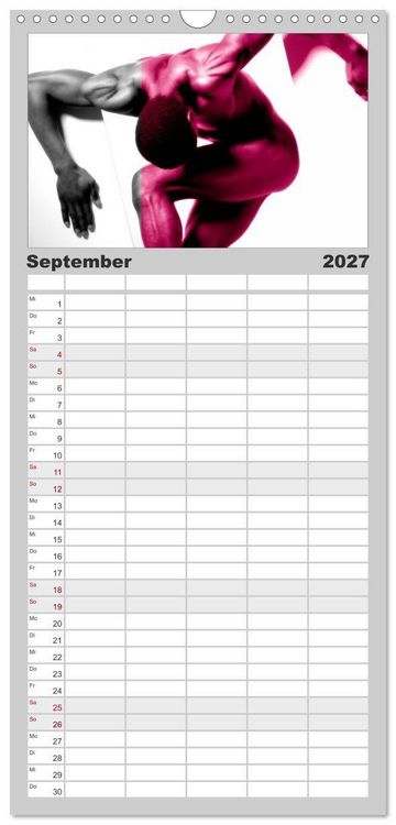 Produktbild: Familienplaner 2027 - Naked men behind the colors &ndash; &Auml;sthetische Aktfotografien mit 5 Spalten (Wandkalender, 21 x 45 cm) CALVENDO