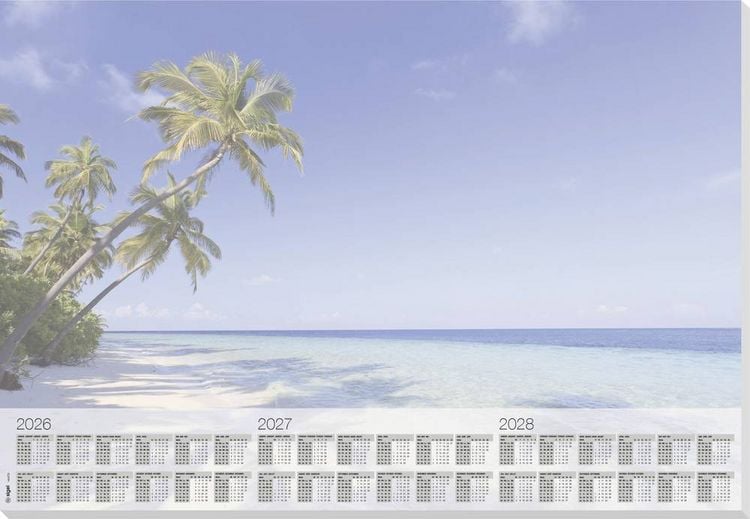 Produktbild: Sigel H6470 Schreibunterlage Papier Palmenstrand (B x H) 59.50 cm x 41 cm 2026, 2027, 2028 30 Blatt