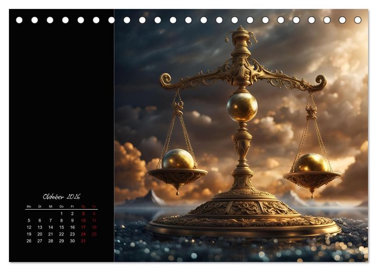 Produktbild: KI Tierkreiszeichen (Tischkalender 2026 DIN A5 quer), CALVENDO Monatskalender