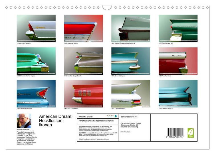 Produktbild: American Dream: Heckflossen-Ikonen (Wandkalender 2026 DIN A3 quer), CALVENDO Monatskalender