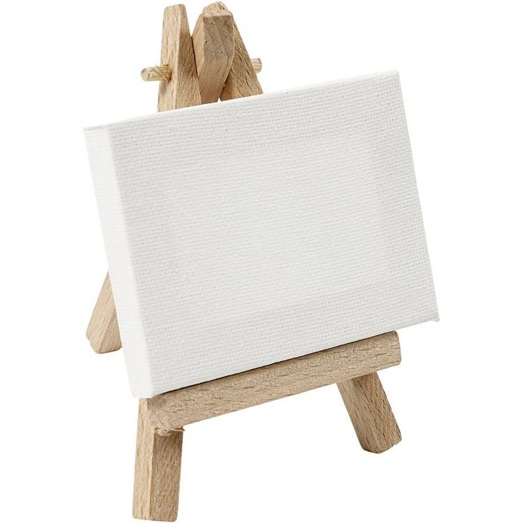 Produktbild: Creativ Company Mal-Leinwand Mini-Staffelei mit Leinwand, Wei&szlig;, , Gr&ouml;&szlig;e 8x6x1 cm, H 11,5 cm, B 8 cm, 1 Stk