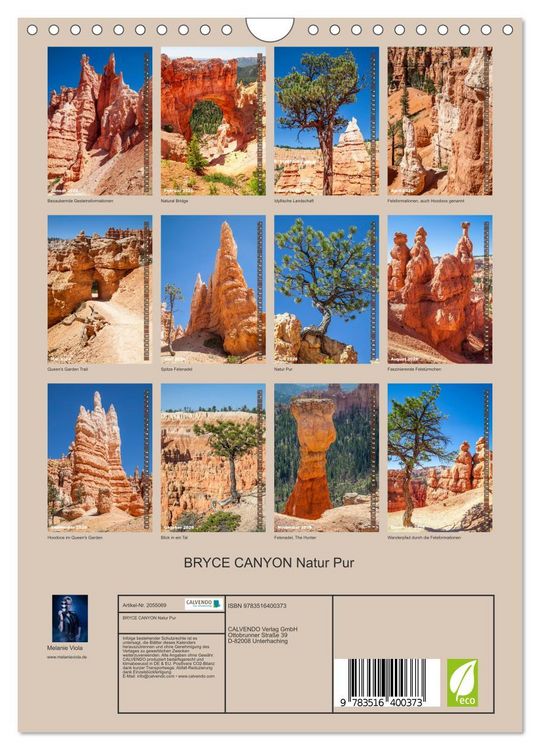 Produktbild: BRYCE CANYON Natur Pur (Wandkalender 2026 DIN A4 hoch), CALVENDO Monatskalender