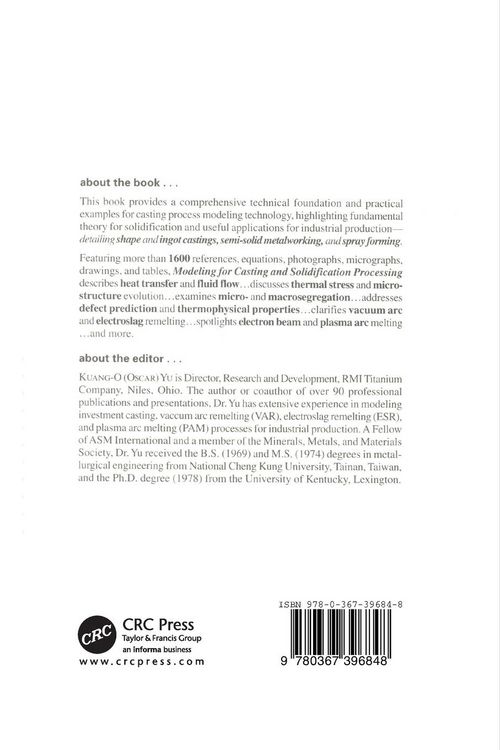 Produktbild: Modeling for Casting and Solidification Processing