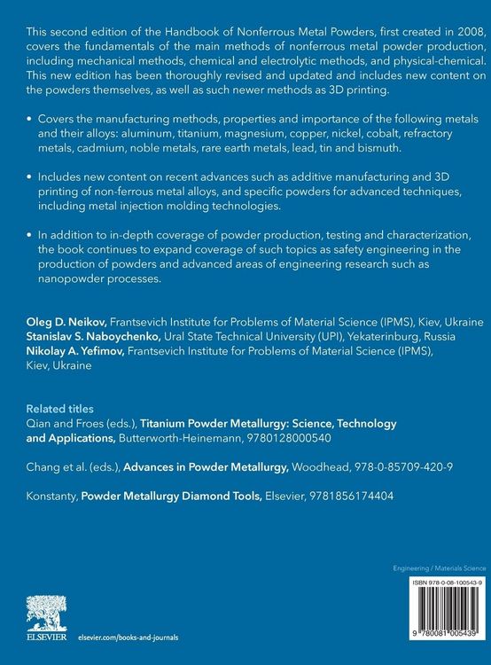 Produktbild: Naboychenko, S: Handbook of Non-Ferrous Metal Powders