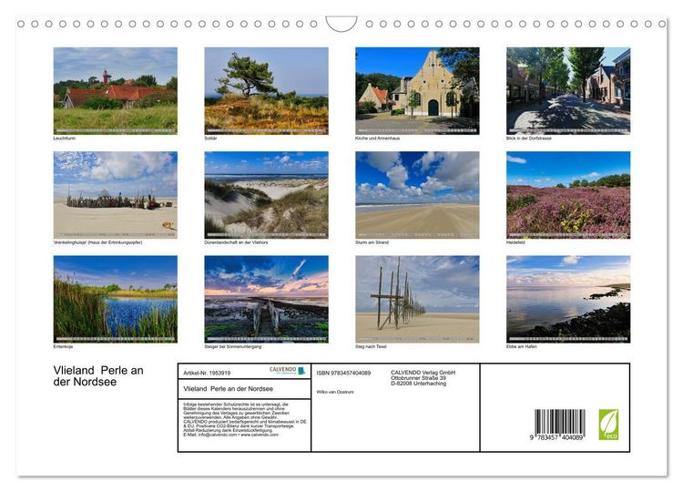 Produktbild: Vlieland Perle an der Nordsee (Wandkalender 2026 DIN A3 quer), CALVENDO Monatskalender