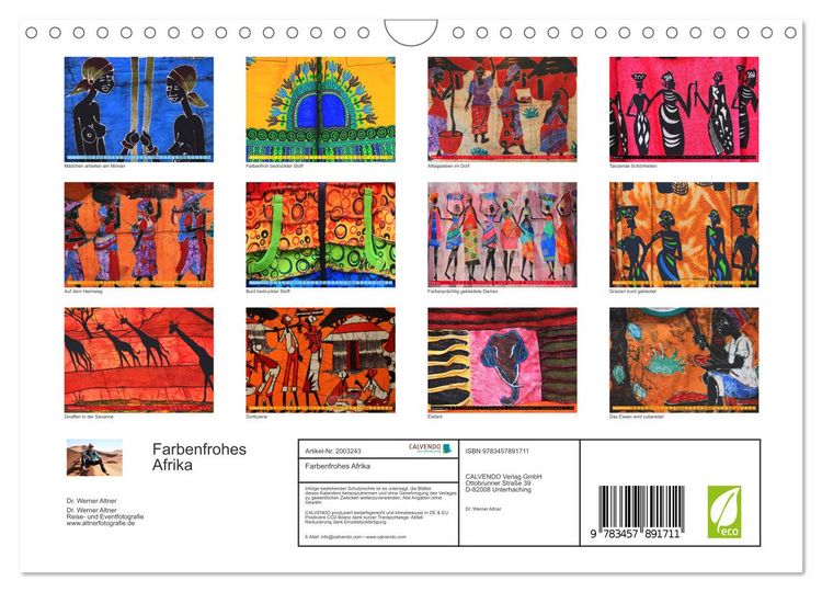 Produktbild: Farbenfrohes Afrika (Wandkalender 2026 DIN A4 quer), CALVENDO Monatskalender