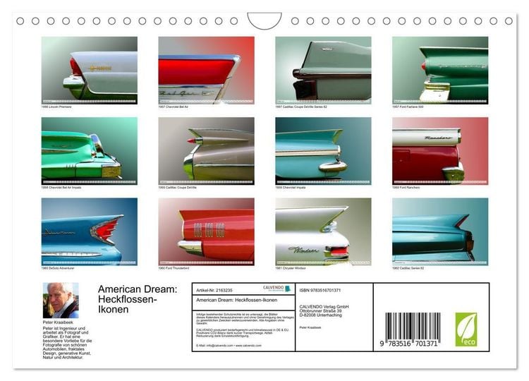 Produktbild: American Dream: Heckflossen-Ikonen (Wandkalender 2026 DIN A4 quer), CALVENDO Monatskalender