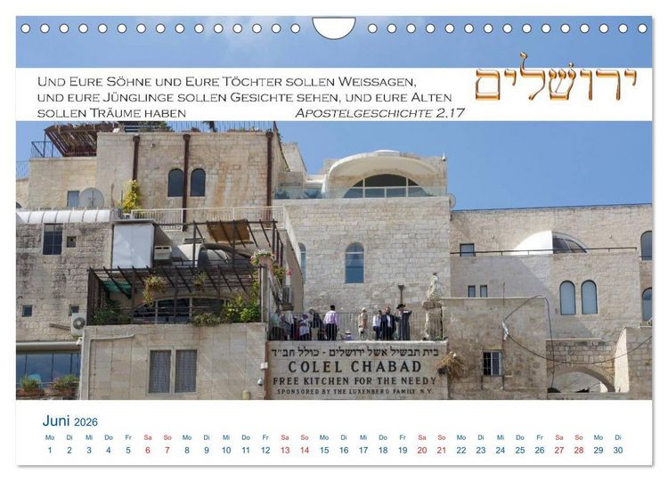 Produktbild: Jerusalem. Kalender mit Bibelworten (Wandkalender 2026 DIN A4 quer), CALVENDO Monatskalender