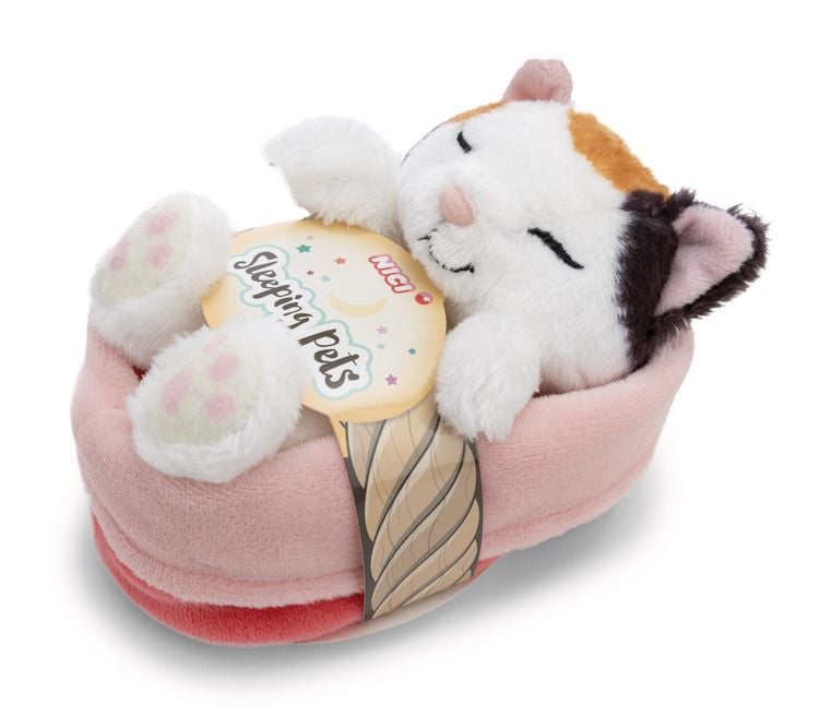 Produktbild: NICI - Kuscheltier Gl&uuml;ckskatze 12cm schlafend im K&ouml;rbchen hellrosa