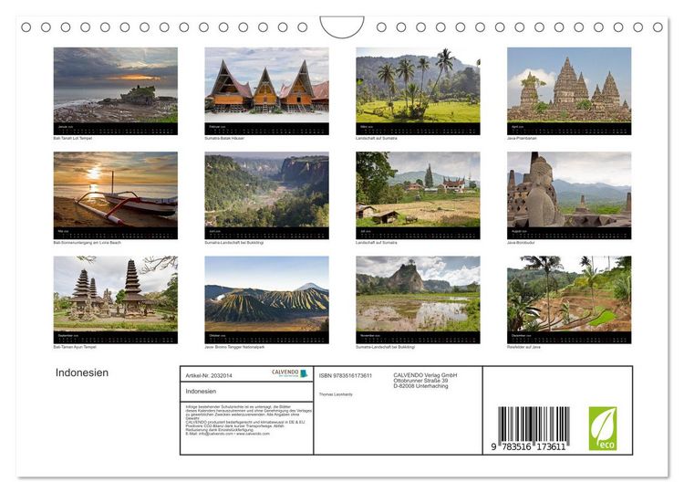 Produktbild: Indonesien (Wandkalender 2026 DIN A4 quer), CALVENDO Monatskalender