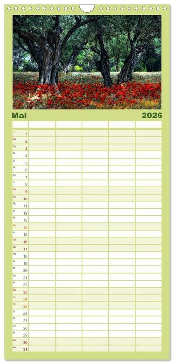 Produktbild: Familienplaner 2026 - Provence romantique mit 5 Spalten (Wandkalender, 21 x 45 cm) CALVENDO