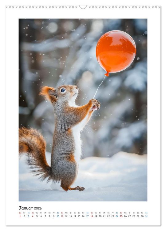 Produktbild: Lustige kleine Eichh&ouml;rnchen (Wandkalender 2026 DIN A2 hoch), CALVENDO Monatskalender