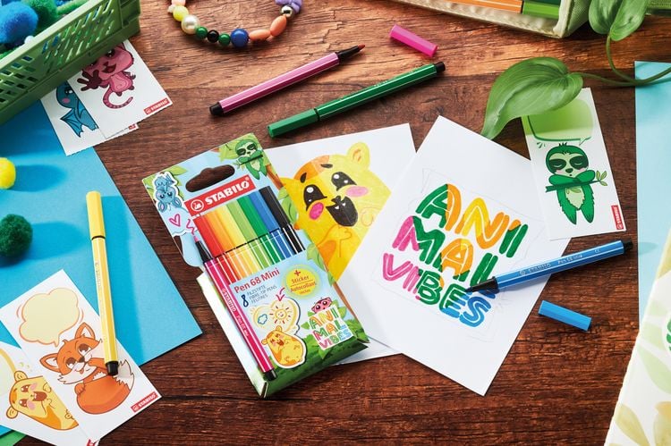 Produktbild: STABILO Filzstift Pen 68 Mini Animal Vibes, 8er Set