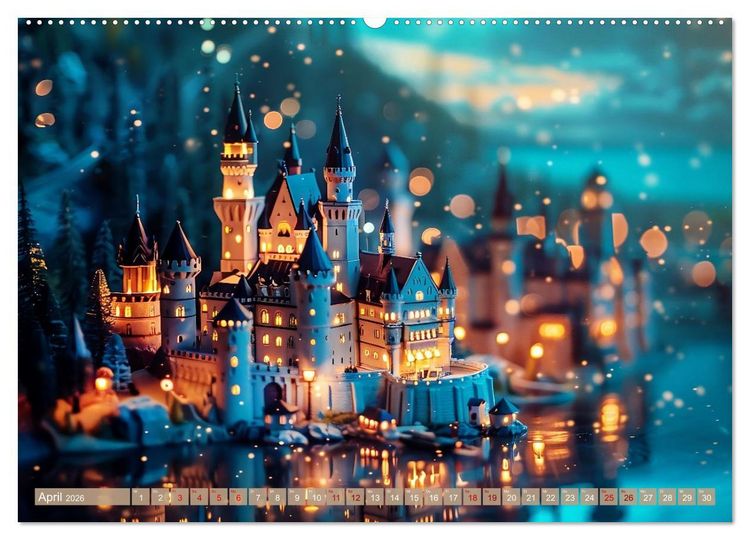 Produktbild: Miniaturwelt Burgen und Schl&ouml;sser (Wandkalender 2026 DIN A2 quer), CALVENDO Monatskalender
