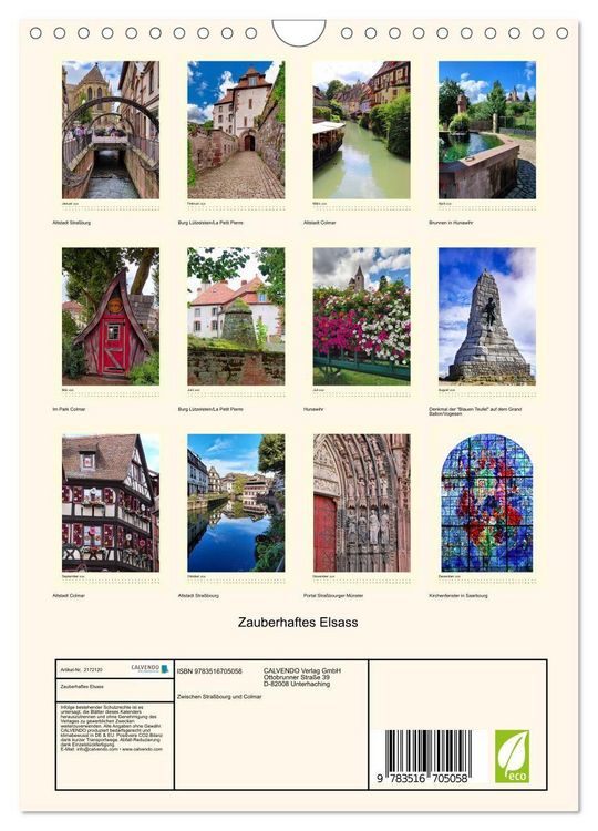 Produktbild: Zauberhaftes Elsass (Wandkalender 2026 DIN A4 hoch), CALVENDO Monatskalender