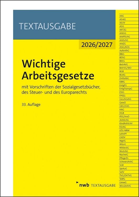 Produktbild: Wichtige Arbeitsgesetze