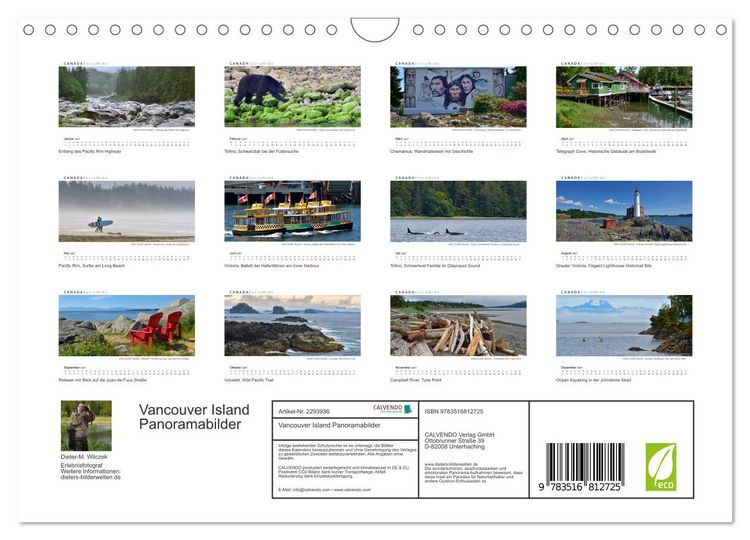 Produktbild: Vancouver Island Panoramabilder (Wandkalender 2027 DIN A4 quer), CALVENDO Monatskalender