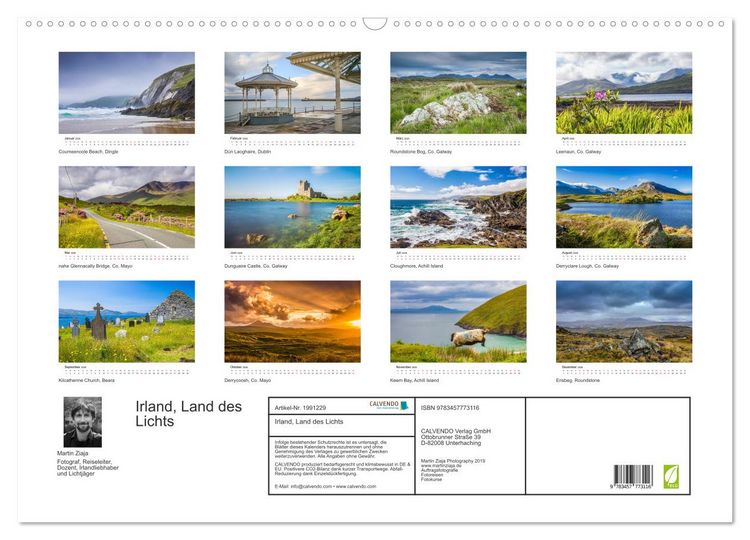 Produktbild: Irland, Land des Lichts (Wandkalender 2026 DIN A2 quer), CALVENDO Monatskalender